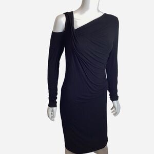 NWOT Bailey 44 Black Rouche Cold Shouler Wiggle Dress Medium
